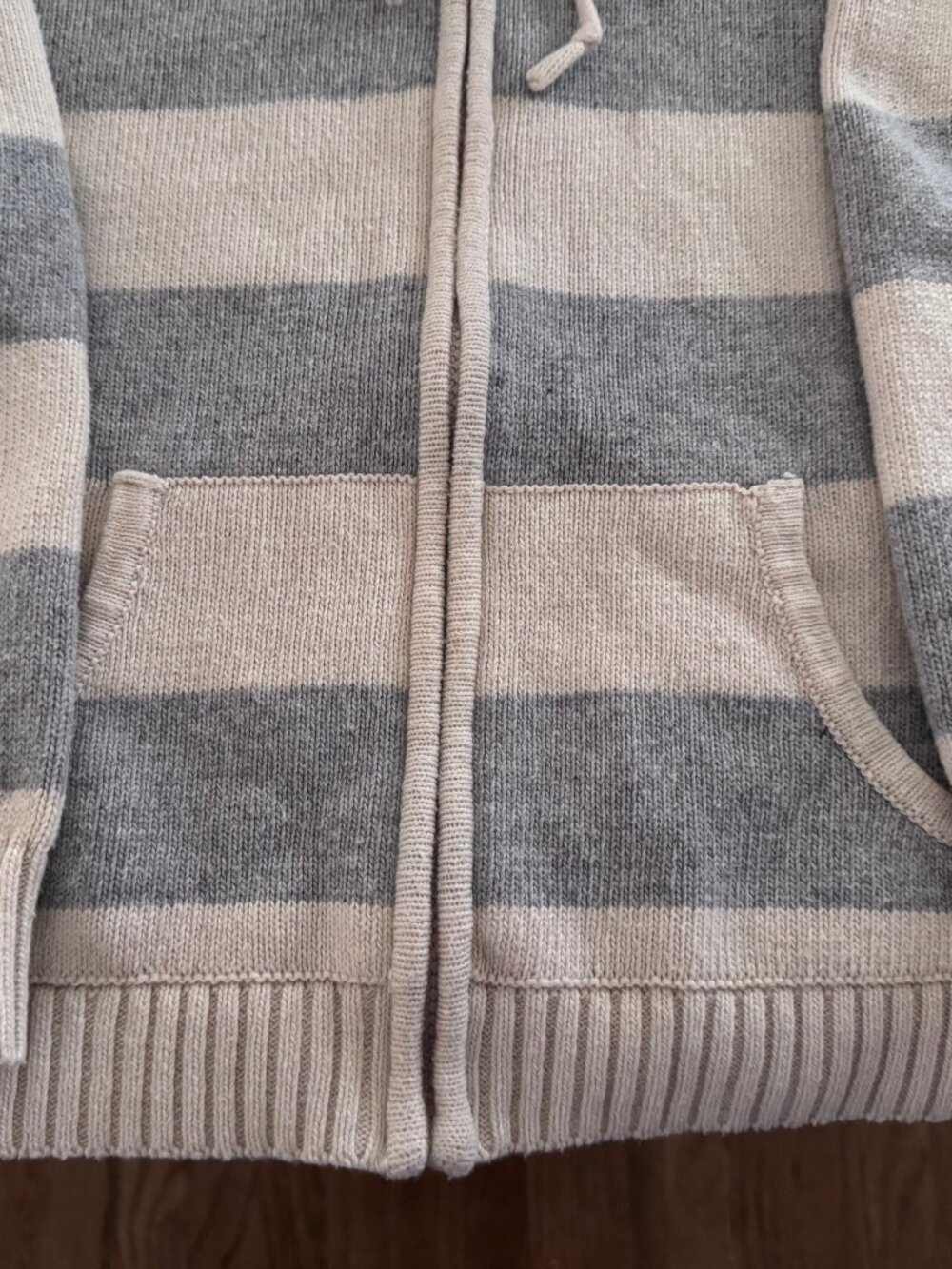 Brandy Melville Alana Striped Zip-Up Knit Hoodie Cardigan Sweater Size S/OS - Picture 5 of 16
